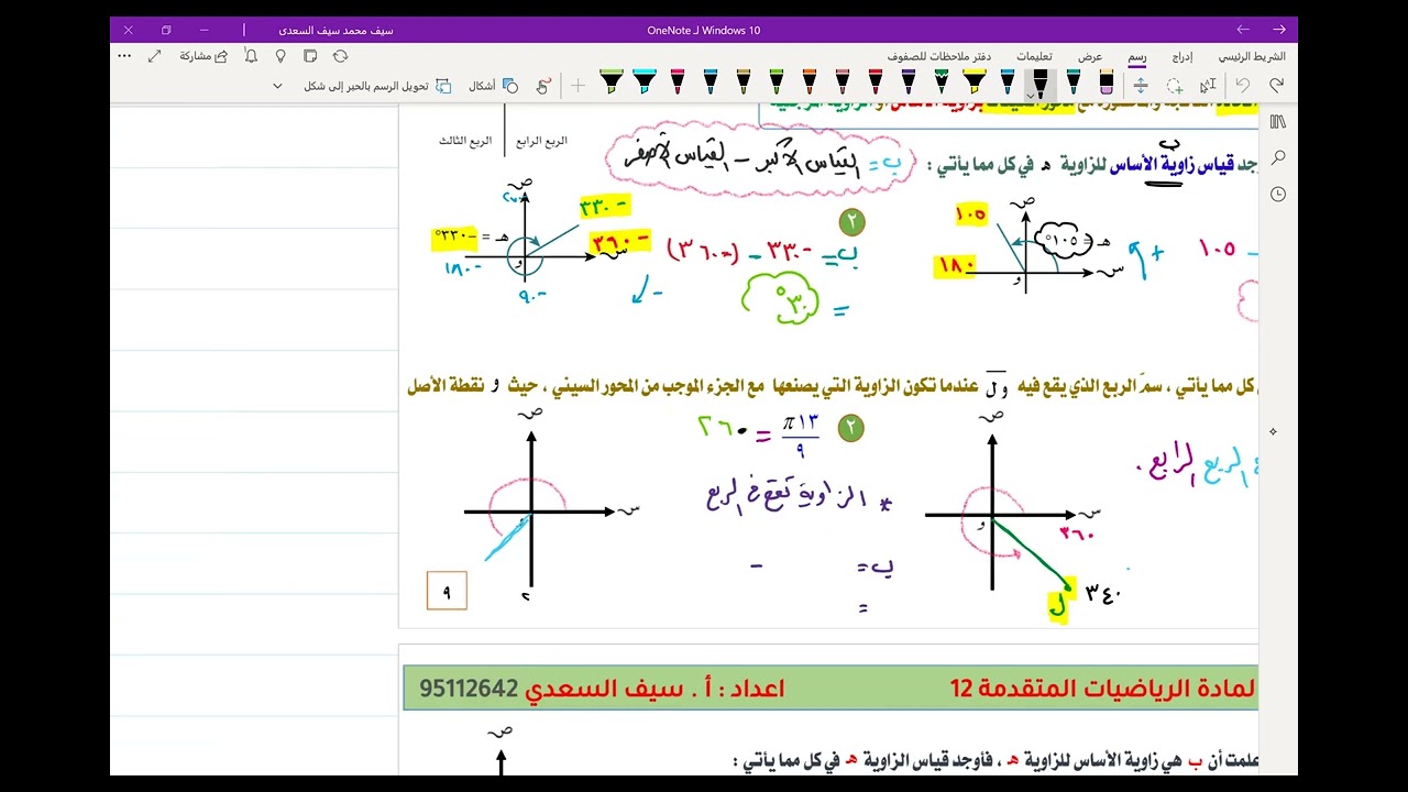 مراجعة الوحدة الثانية – منهج الرياضيات المتقدمة للصف الثاني عشر…