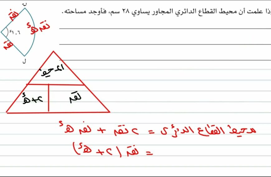 فكرة تساعد في حل مسائل القطاع الدائري رياضيات متقدمة الصف الثاني عشر شرح واضح ومبسط