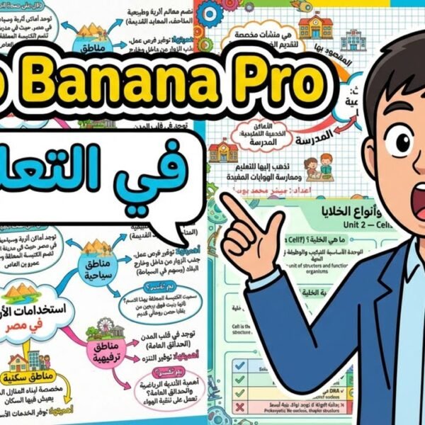 نموذج نانو بنانا وكيفية استخدامه في قطاع التعليم لإنتاج الانفوجرافيك وملخصات المناهج وطرق التدريس